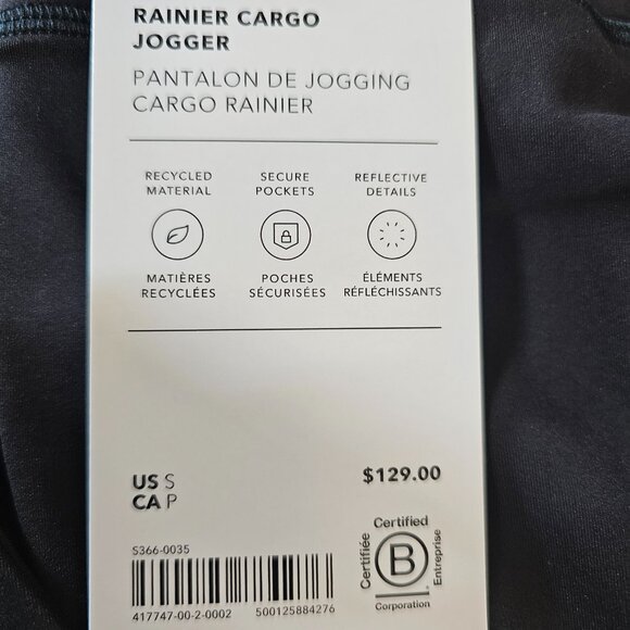 ATHLETA Rainier Mid Rise Cargo Black Jogger Size Small, NWT - Picture 3 of 7